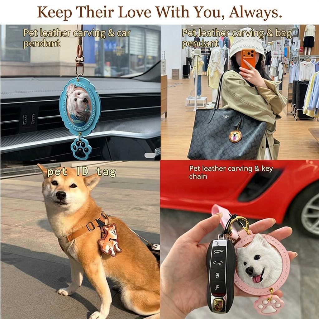 Custom Handmade Pet Leather Carving • Shaped to Match Your Pet’s Silhouette