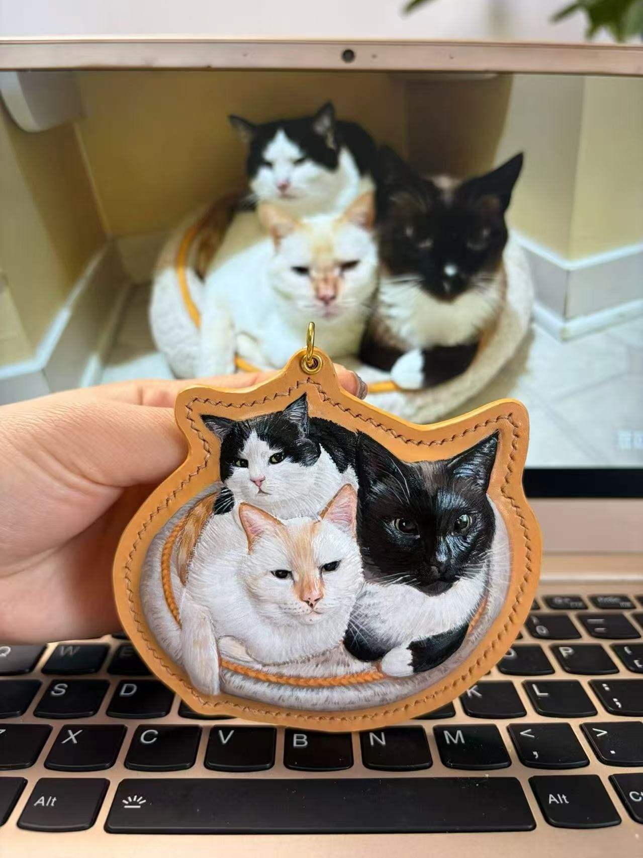Personalized Handmade Leather Carving for Two or More Pets
