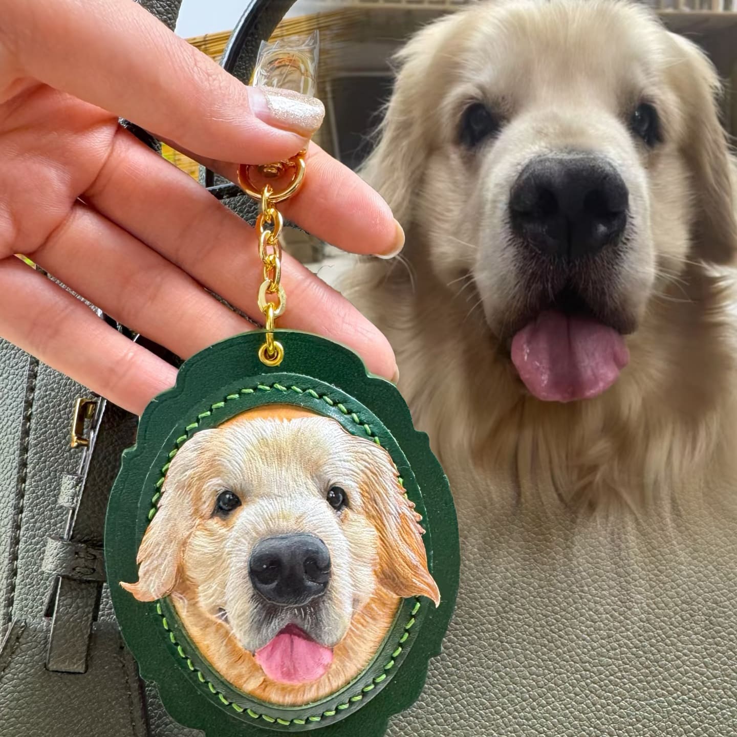 Handmade Custom Pet Leather Carving with Lace Design | Personalized Cat & Dog Keychain