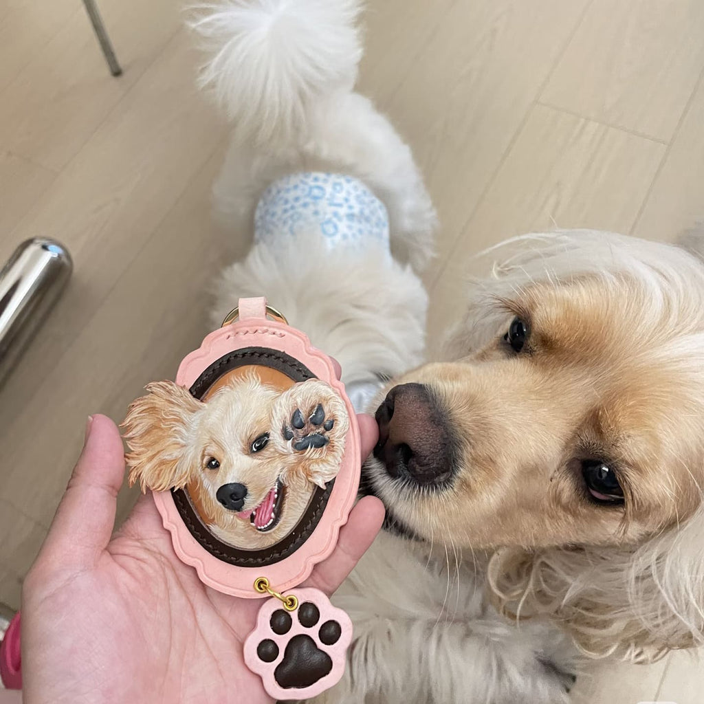 Handgemachte Personalisierte Haustier-Ledergravur mit Spitzenmuster | Personalisierter Katzen- & Hunde-Schlüsselanhänger